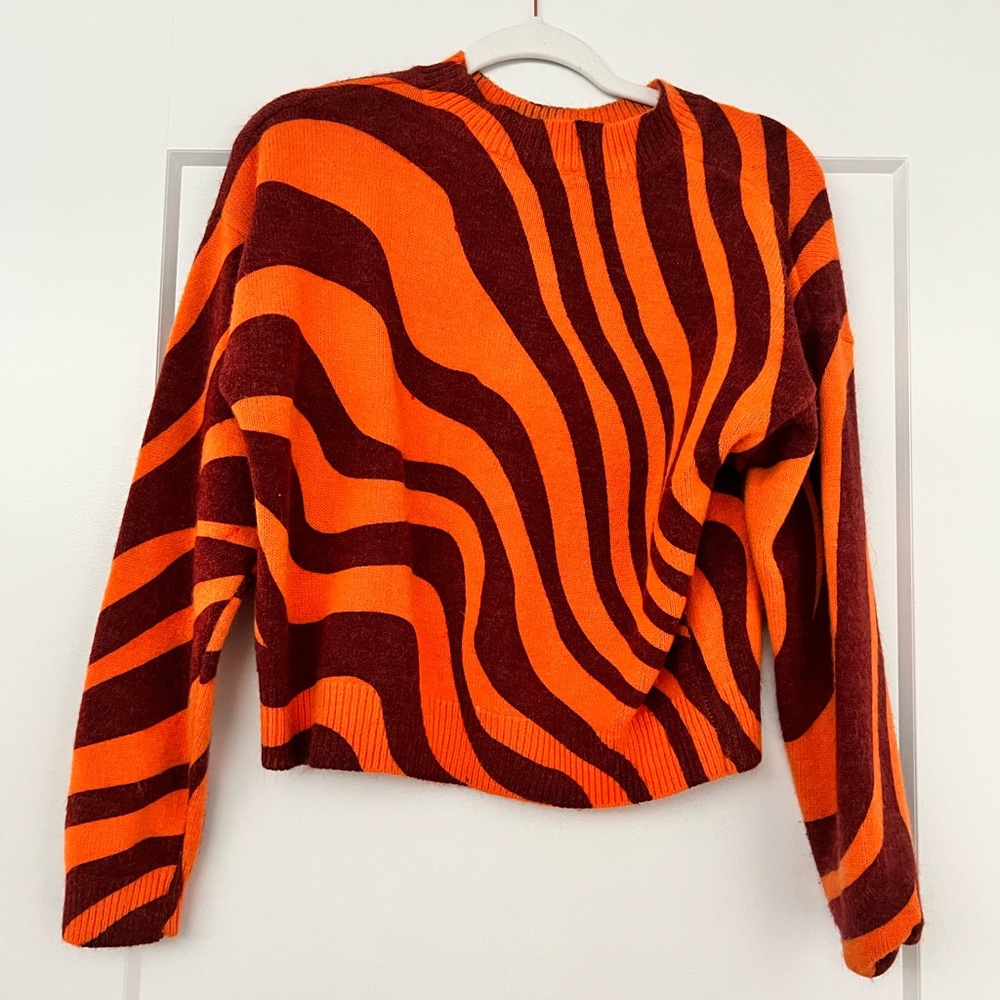Zara orange zebra print sweater